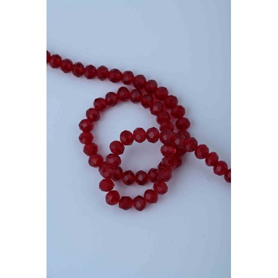 6MM BORDO RENK KRİSTAL BONCUK 50 DİZİ