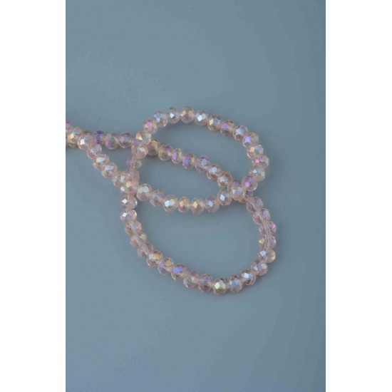 6MM PUDRA RENK KRİSTAL BONCUK 50 DİZİ
