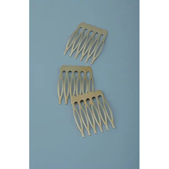 6 Dişli Gold Metal Tarak 10 Adet