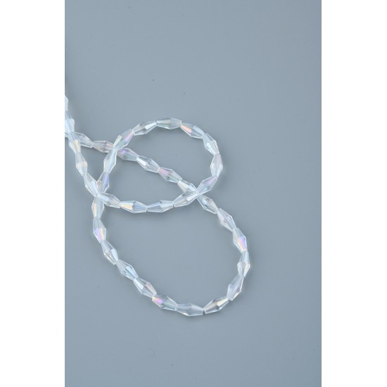 Beyaz Arpa  Kristal Boncuk 10 Dizi 