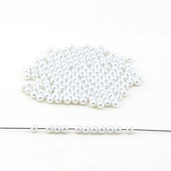 Beyaz Cam İnci Boncuk 8 mm