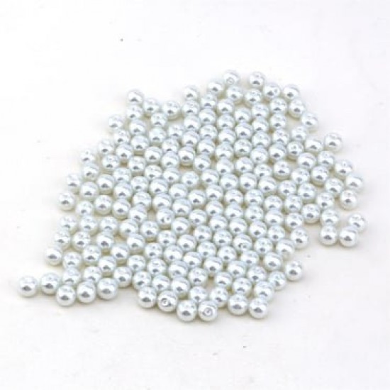 Beyaz Cam İnci Boncuk 8 mm