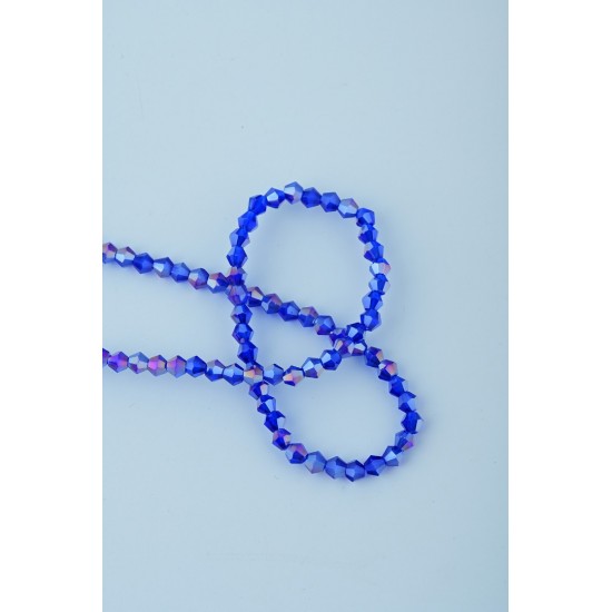 4MM Piramit kristal saks mavi boncuk 100 dizi